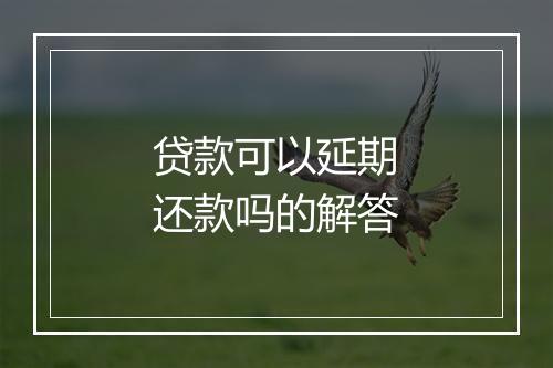 贷款可以延期还款吗的解答