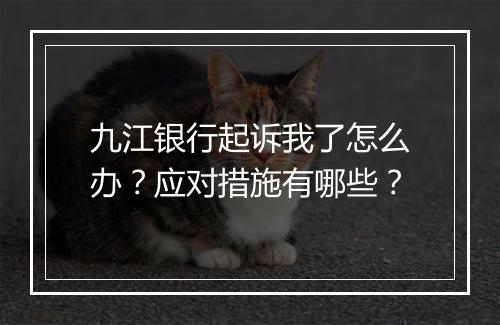 九江银行起诉我了怎么办？应对措施有哪些？