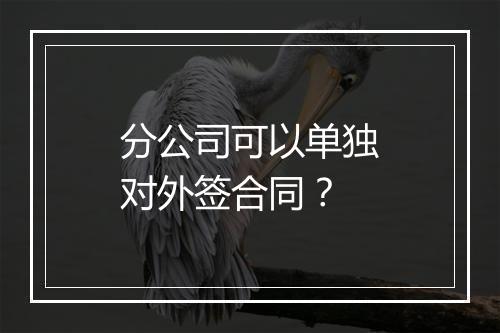 分公司可以单独对外签合同？