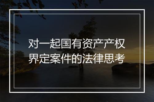 对一起国有资产产权界定案件的法律思考
