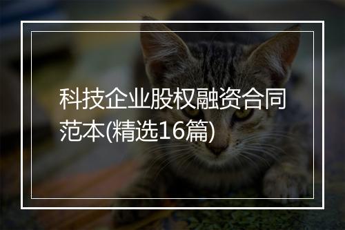 科技企业股权融资合同范本(精选16篇)