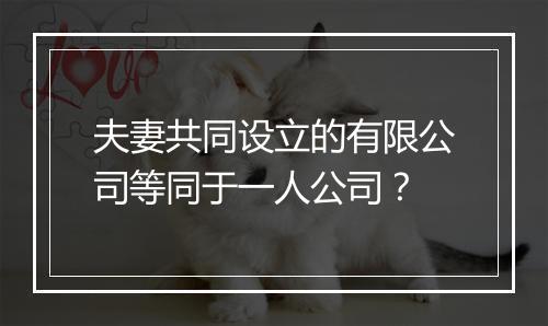 夫妻共同设立的有限公司等同于一人公司？