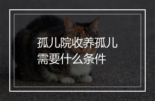 孤儿院收养孤儿需要什么条件