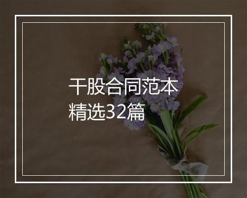 干股合同范本精选32篇
