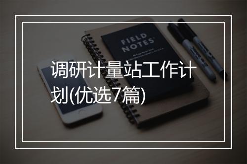调研计量站工作计划(优选7篇)
