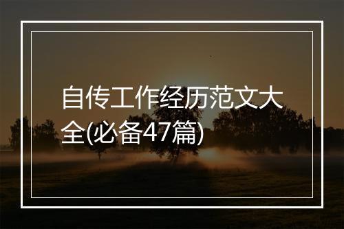 自传工作经历范文大全(必备47篇)