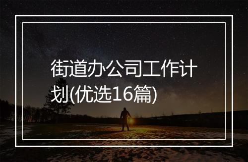 街道办公司工作计划(优选16篇)