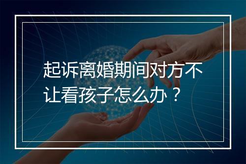 起诉离婚期间对方不让看孩子怎么办？