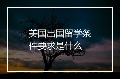 美国出国留学条件要求是什么