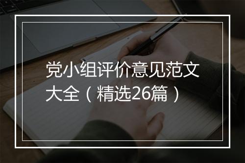党小组评价意见范文大全（精选26篇）