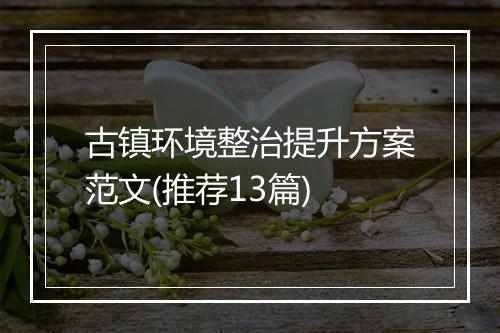 古镇环境整治提升方案范文(推荐13篇)