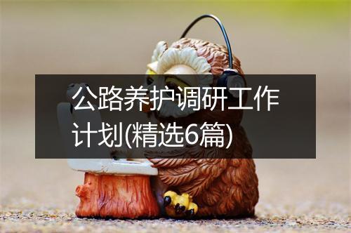 公路养护调研工作计划(精选6篇)