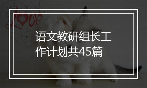 语文教研组长工作计划共45篇