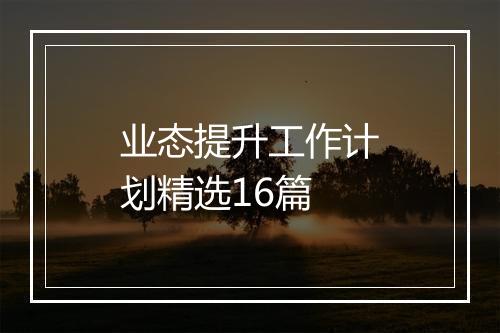 业态提升工作计划精选16篇