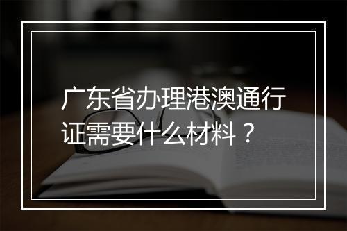 广东省办理港澳通行证需要什么材料？