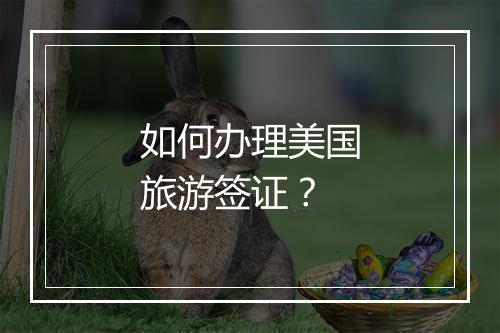 如何办理美国旅游签证？