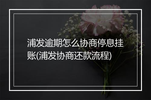 浦发逾期怎么协商停息挂账(浦发协商还款流程)