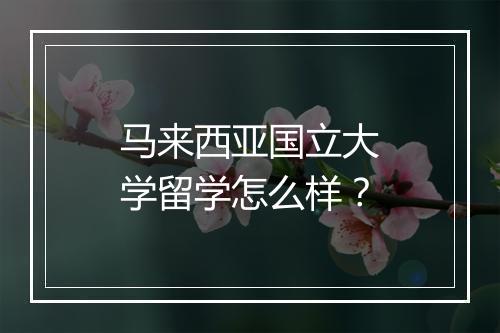马来西亚国立大学留学怎么样？