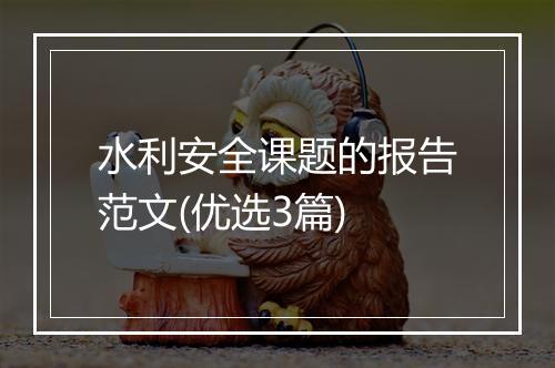 水利安全课题的报告范文(优选3篇)