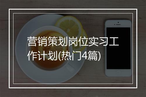 营销策划岗位实习工作计划(热门4篇)