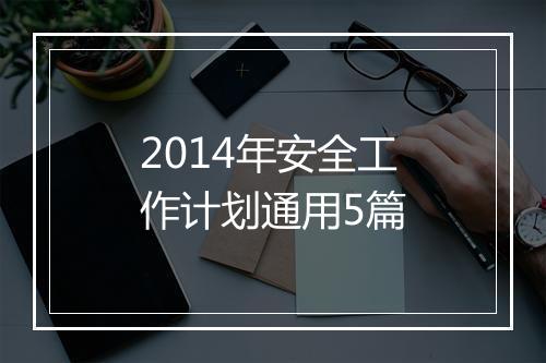 2014年安全工作计划通用5篇