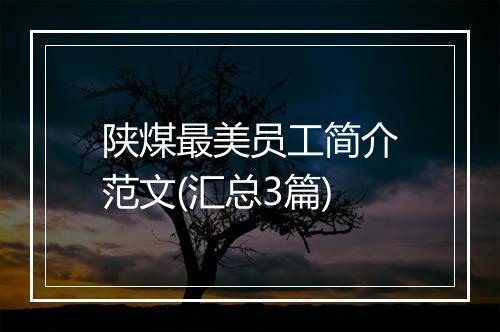 陕煤最美员工简介范文(汇总3篇)