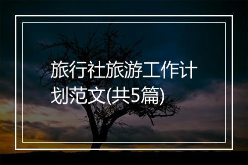 旅行社旅游工作计划范文(共5篇)