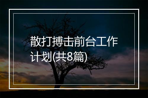 散打搏击前台工作计划(共8篇)