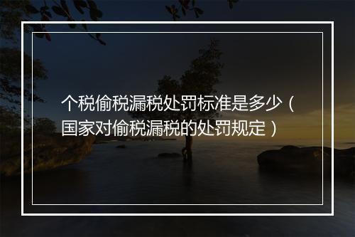 个税偷税漏税处罚标准是多少（国家对偷税漏税的处罚规定）