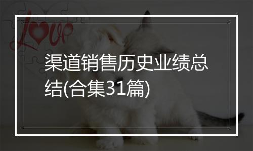 渠道销售历史业绩总结(合集31篇)