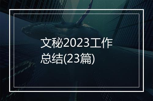 文秘2023工作总结(23篇)