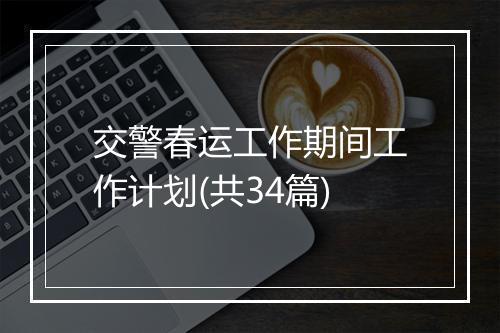 交警春运工作期间工作计划(共34篇)