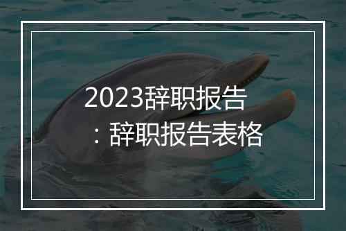 2023辞职报告：辞职报告表格