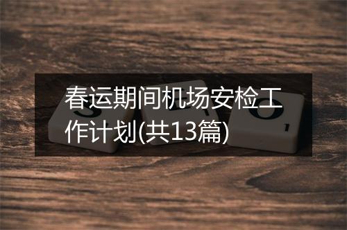 春运期间机场安检工作计划(共13篇)