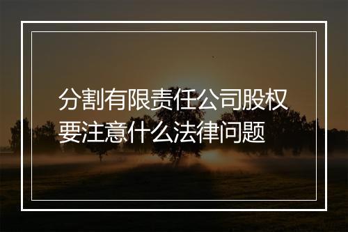 分割有限责任公司股权要注意什么法律问题