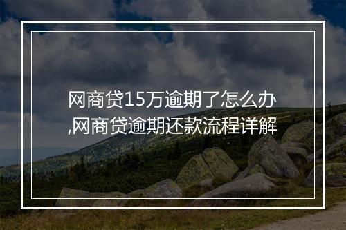 网商贷15万逾期了怎么办,网商贷逾期还款流程详解