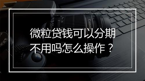 微粒贷钱可以分期不用吗怎么操作？