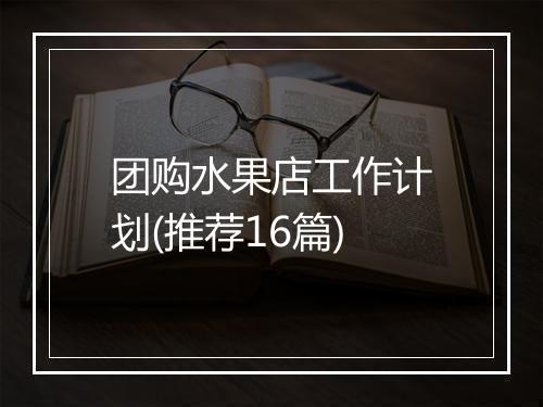团购水果店工作计划(推荐16篇)