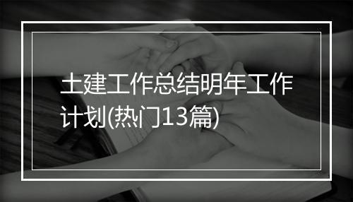 土建工作总结明年工作计划(热门13篇)