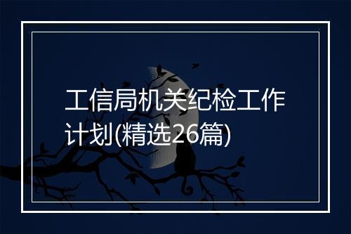工信局机关纪检工作计划(精选26篇)