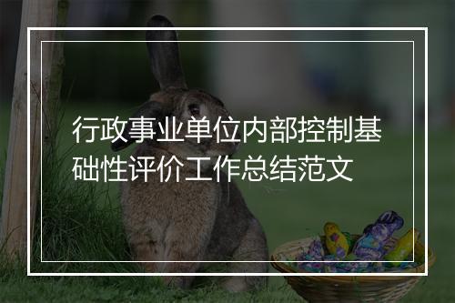 行政事业单位内部控制基础性评价工作总结范文