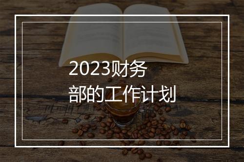 2023财务部的工作计划