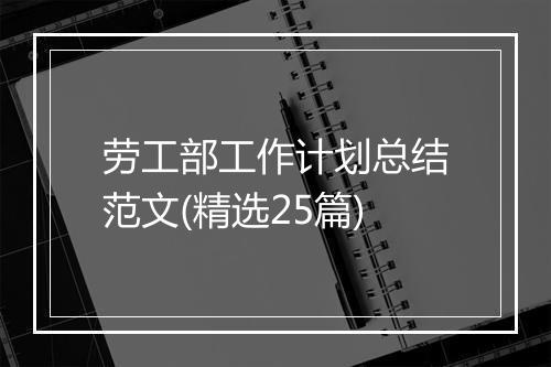 劳工部工作计划总结范文(精选25篇)