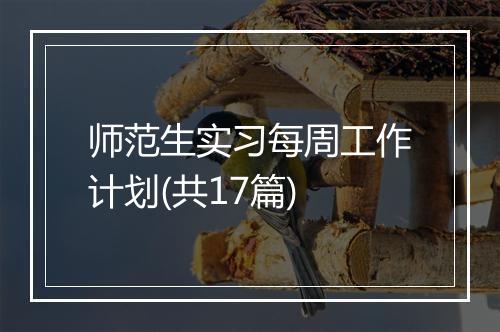 师范生实习每周工作计划(共17篇)