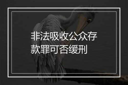 非法吸收公众存款罪可否缓刑