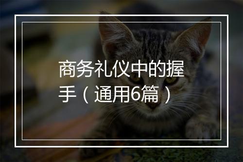 商务礼仪中的握手（通用6篇）