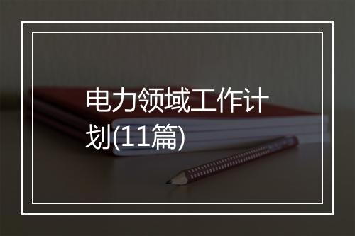 电力领域工作计划(11篇)