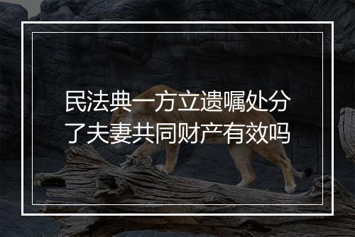民法典一方立遗嘱处分了夫妻共同财产有效吗
