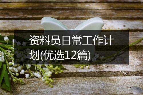 资料员日常工作计划(优选12篇)