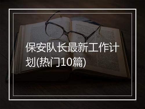 保安队长最新工作计划(热门10篇)